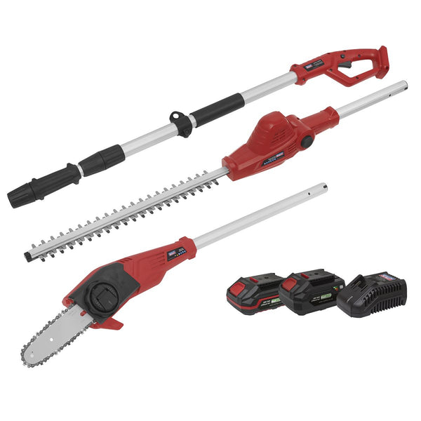 Sealey SV20 Series Cordless Telescopic Hedge Trimmer & Chainsaw Kit 20V - 2 Batteries CP20VTPCOMBO