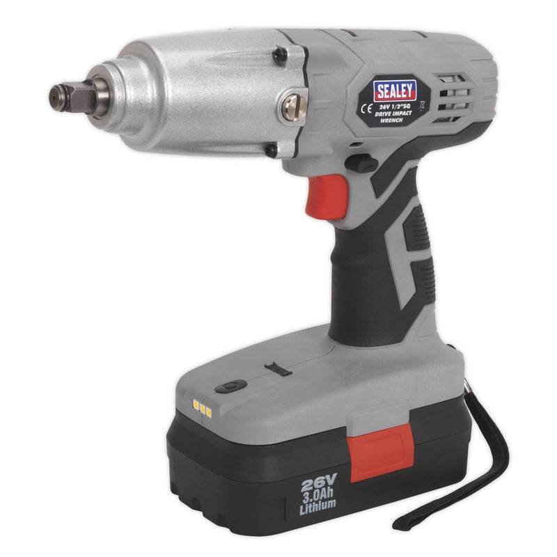 Sealey CP2600 Cordless Impact Wrench 26V 3Ah Lithium-ion 1/2"Sq Drive 335lb.ft