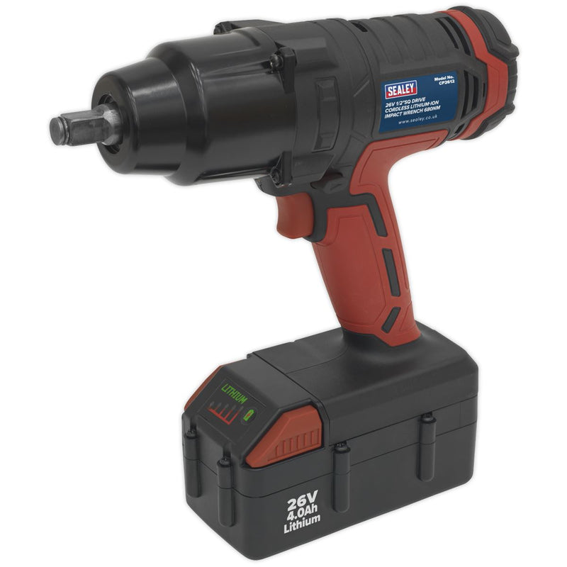 Sealey CP2612 Cordless Impact Wrench 26V Lithium-ion 1/2"Sq Drive 680Nm