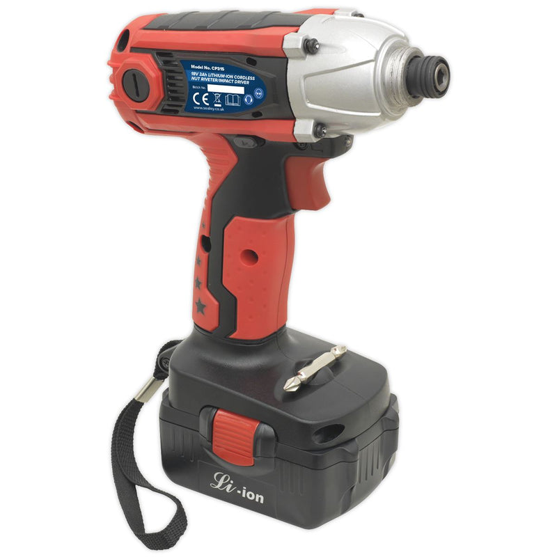 Sealey CP315 Cordless Nut Riveter/Impact Driver 18V 3Ah Lithium-ion 1hr Charger