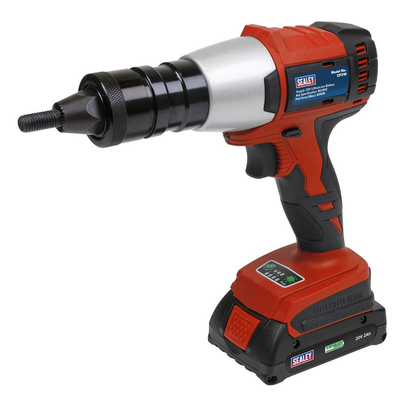 Sealey Brushless Cordless Nut Riveter 20V 2Ah Lithium-ion CP316