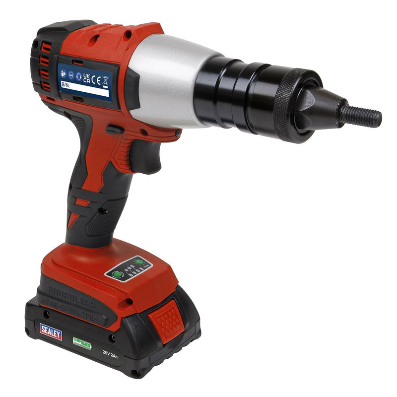 Sealey Brushless Cordless Nut Riveter 20V 2Ah Lithium-ion CP316