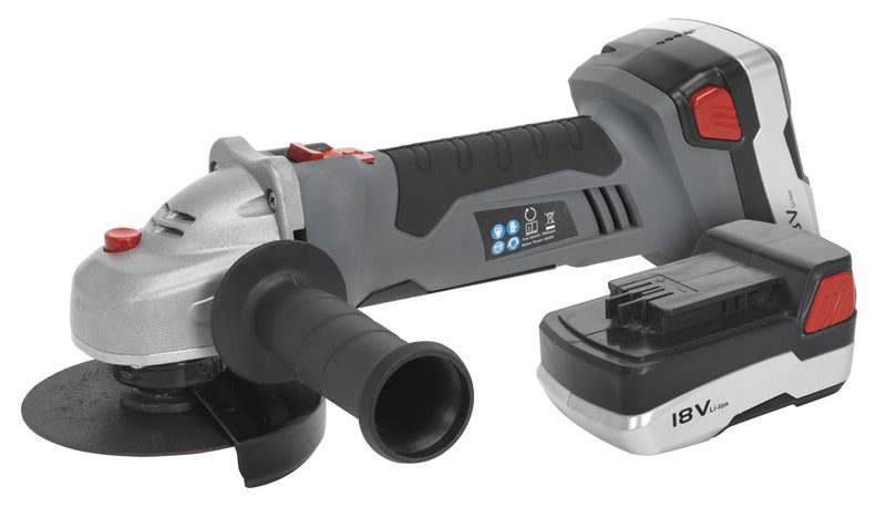 Sealey CP5418V Cordless Angle Grinder �115mm 18V Lithium-ion 1hr Charge - 2 Batteries