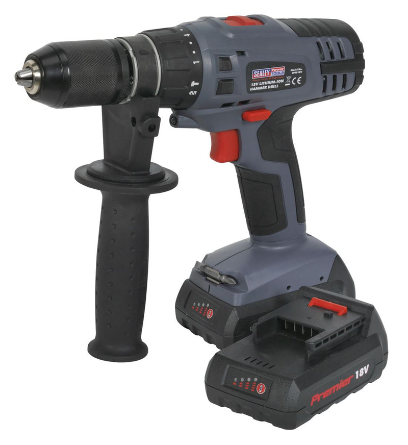 Sealey CP6018V Cordless Hammer Drill/Driver �13mm 18V Lithium-ion Super Torque 1hr Charge - 2 Batteries