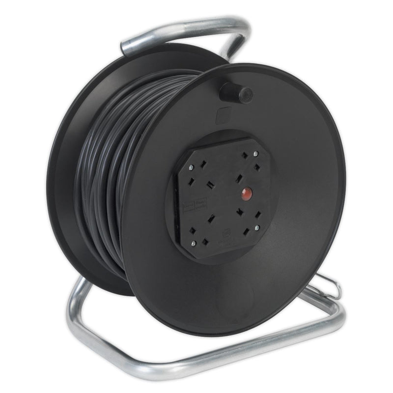 Sealey 50m Heavy-Duty Cable Reel with Thermal Trip 4 x 230V CR50/1.5