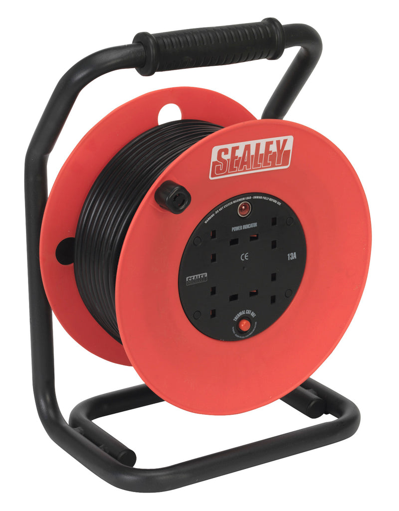 Sealey 50m Heavy-Duty Cable Reel with Thermal Trip 4 x 230V CR50/1.5