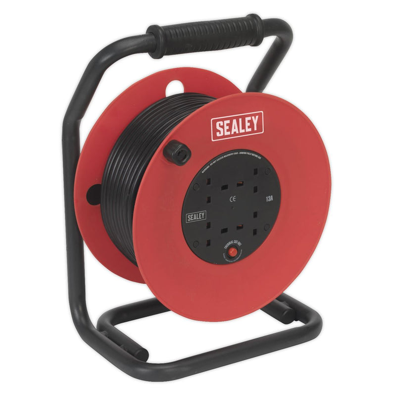 Sealey 50m Heavy-Duty Cable Reel with Thermal Trip 4 x 230V CR50/1.5