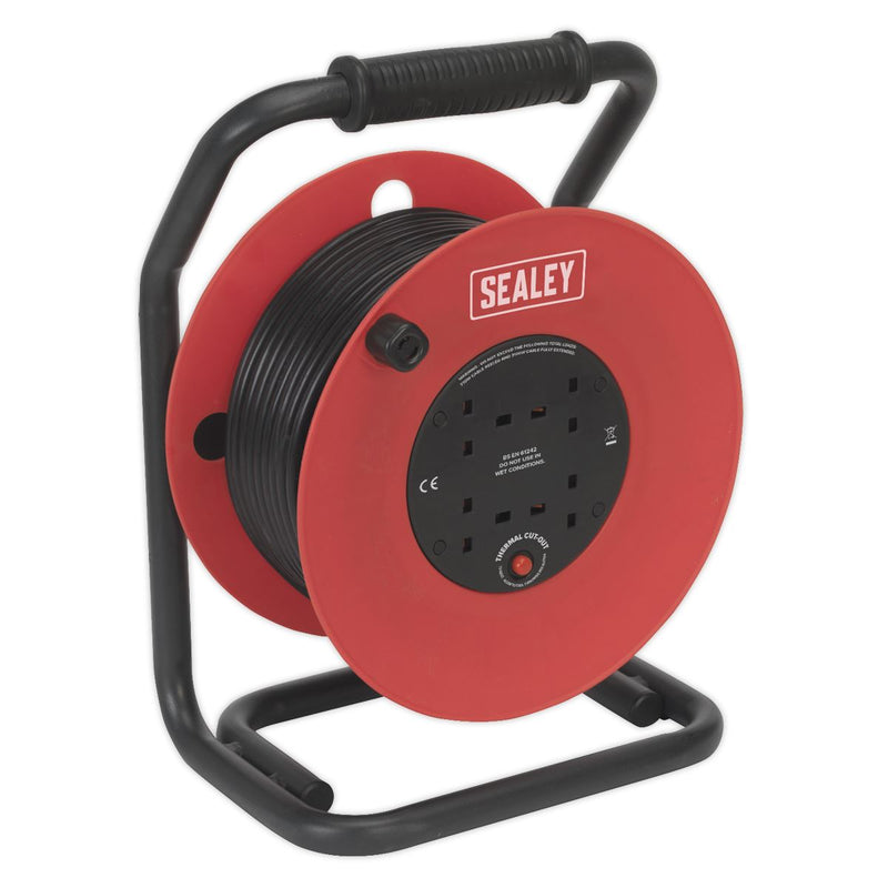 Sealey 50m Heavy-Duty Cable Reel with Thermal Trip 4 x 230V CR50/1.5