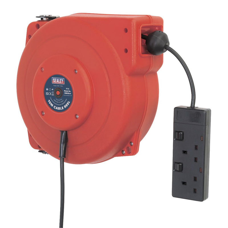 Sealey 10m Retractable Cable Reel System 2 x 230V CRM10