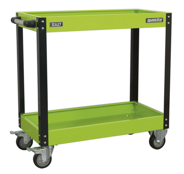 Sealey Superline PRO&reg; Heavy-Duty Workshop Trolley 2-Level - Hi-Vis Green CX109HV