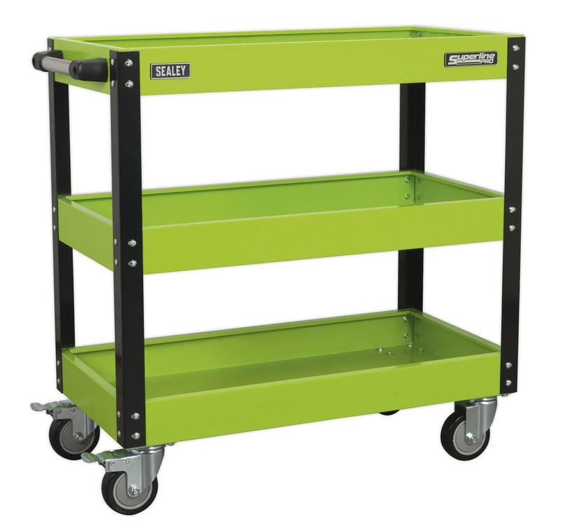 Sealey Superline PRO&reg; Heavy-Duty Workshop Trolley 3-Level - Hi-Vis Green CX110HV