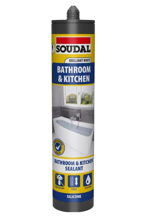 White Silicone Sealant SOUDAL Sealer Bathroom Kitchen Waterproof 290ML SD159279