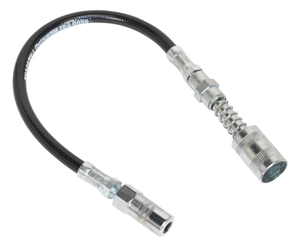 Sealey Flexible Rubber Grease Gun Delivery Hose with 4-Jaw Connector & Quick Release Coupling 300mm GGSF300