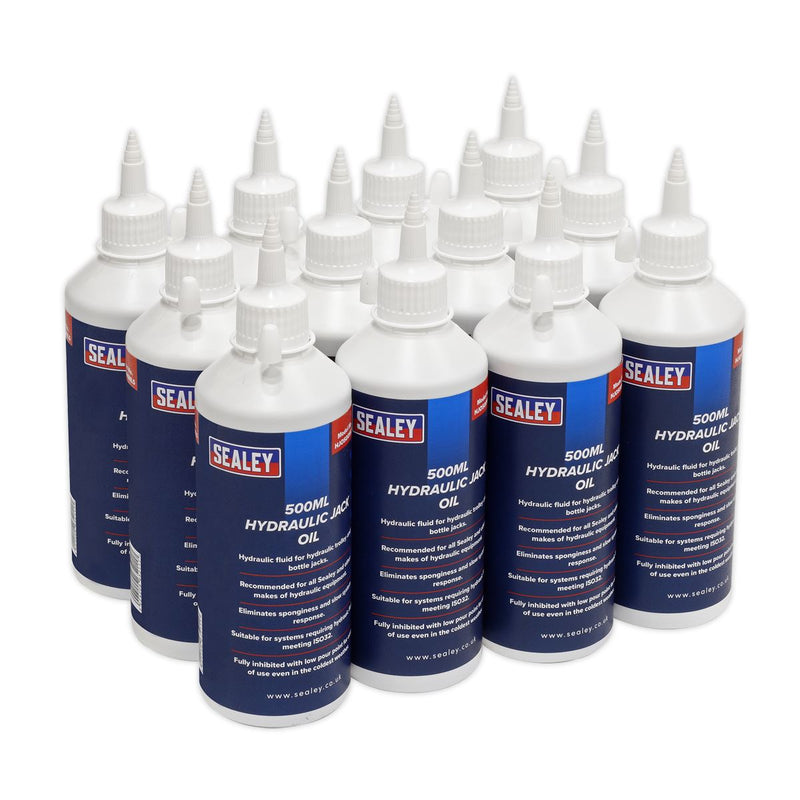 Sealey Hydraulic Jack Oil 500ml - Pack of 12 HJO/500ML