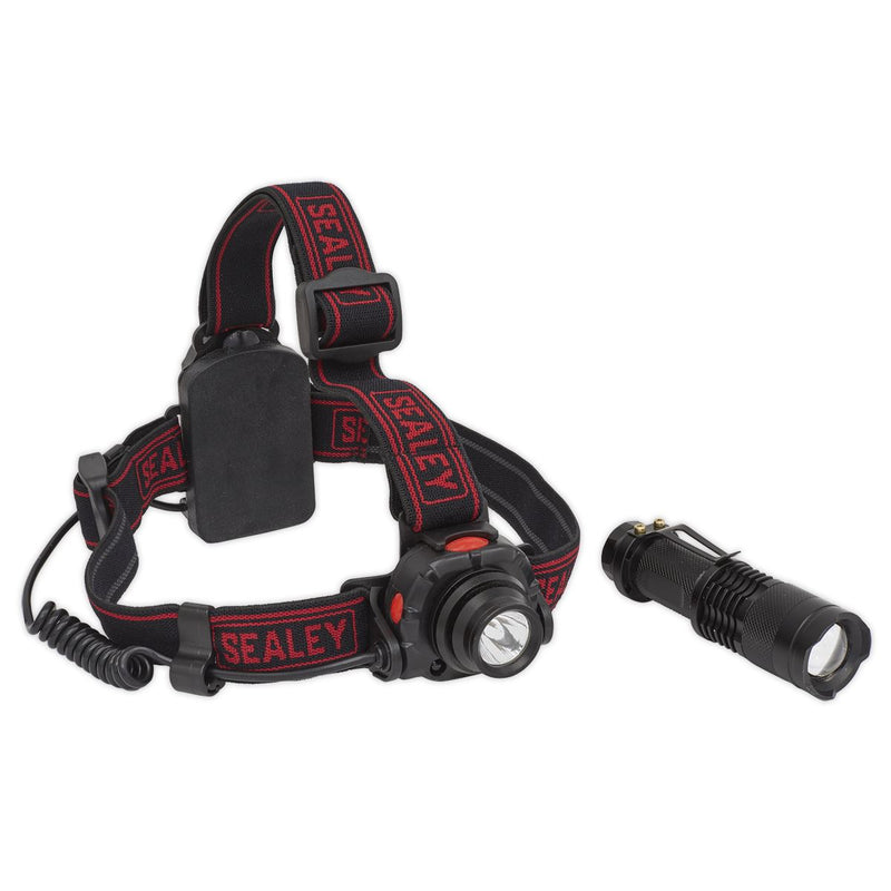 Sealey HT110 Head Torch 3W CREE XPE with Motion Sensor + Hand Torch 3W CREE XPE Twin Pack