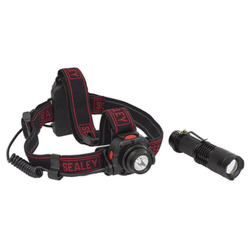 Sealey HT110 Head Torch 3W CREE XPE with Motion Sensor + Hand Torch 3W CREE XPE Twin Pack