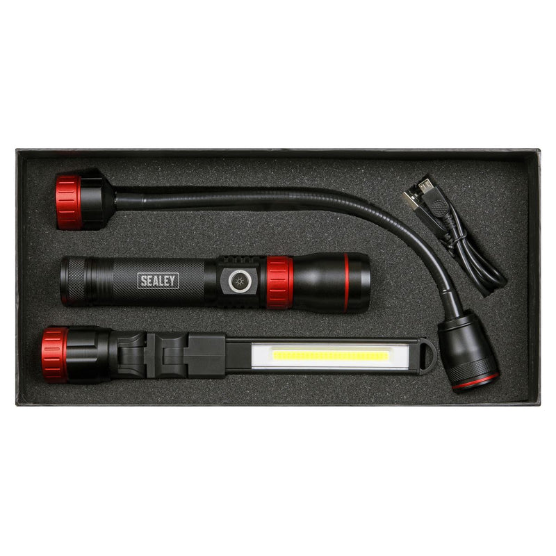 Sealey 3-in-1 Interchangeable Rechargeable Inspection Light COB LED LED0131R