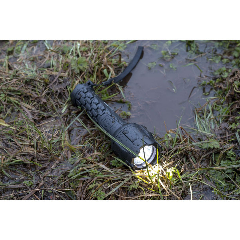 Sealey LED050 Rubber Waterproof Torch 1W CREE LED 2 x AA Cell