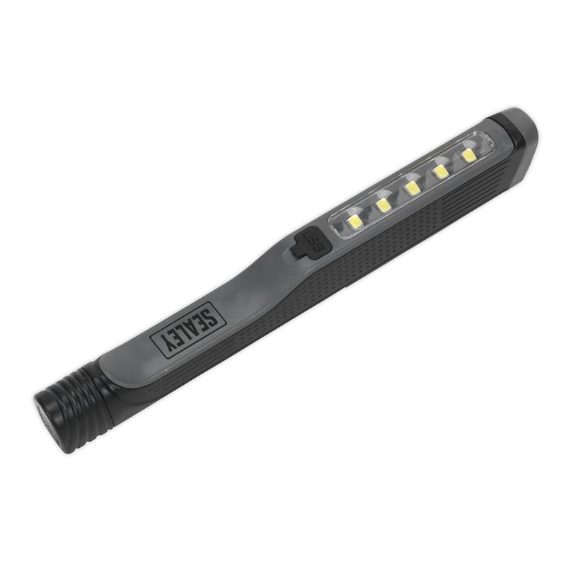 Sealey LED054 Rechargeable USB Penlight 5 SMD + 1 LED - Grey