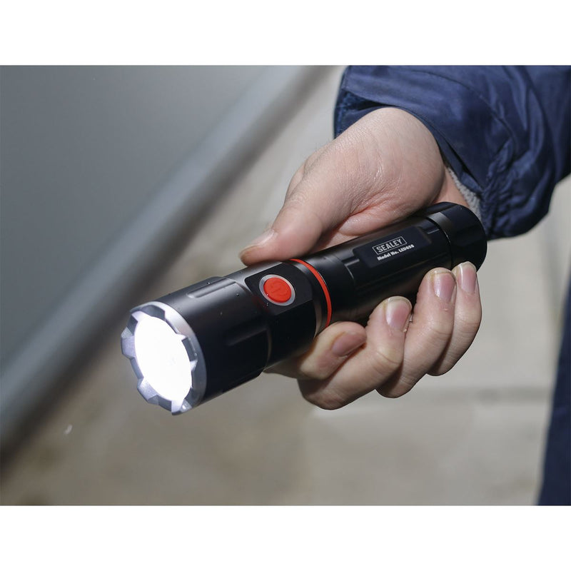 Sealey LED058 Aluminium Torch 5W XPG CREE + 3W COB LED Sliding 4 x AAA Cell