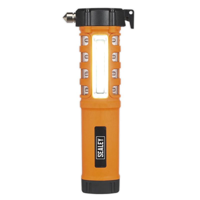 Sealey LED059 Emergency Torch/Belt Cutter/Hammer - 2W COB + 16 Red LED + 1W LED 3 x AA Cell