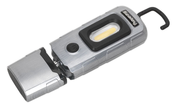 Sealey LED3601BA Rechargeable 360� Inspection Light 3W COB & 1W SMD LED Brushed Aluminium Effect