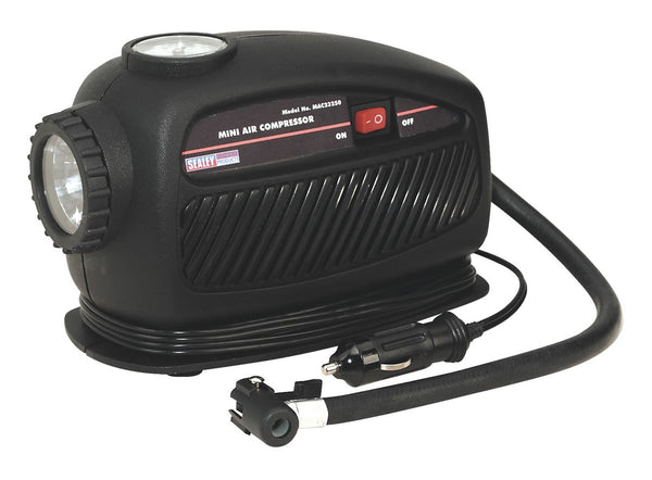 Sealey MAC23250 Mini Air Compressor with Emergency Light 12V