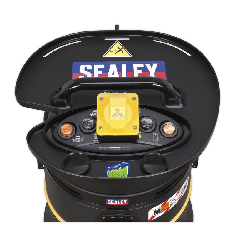 Sealey Vacuum Cleaner Industrial Wet/Dry 35L 1200W/110V Plastic Drum M Class Self-Clean Filter PC35110V