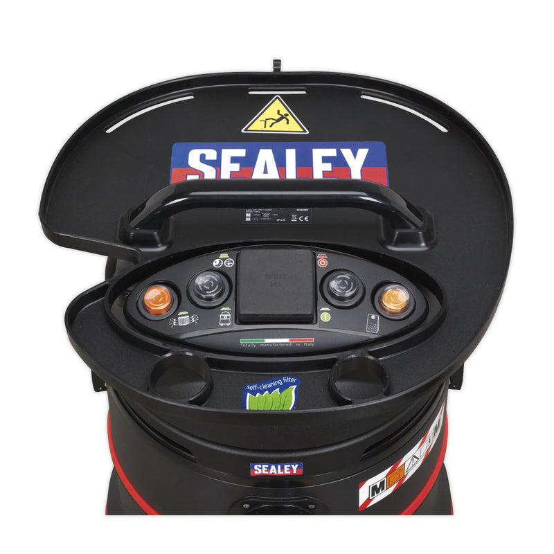 Sealey Vacuum Cleaner Industrial Wet/Dry 35L 1200W/230V Plastic Drum M Class Filtration Self-Clean Filter PC35230V