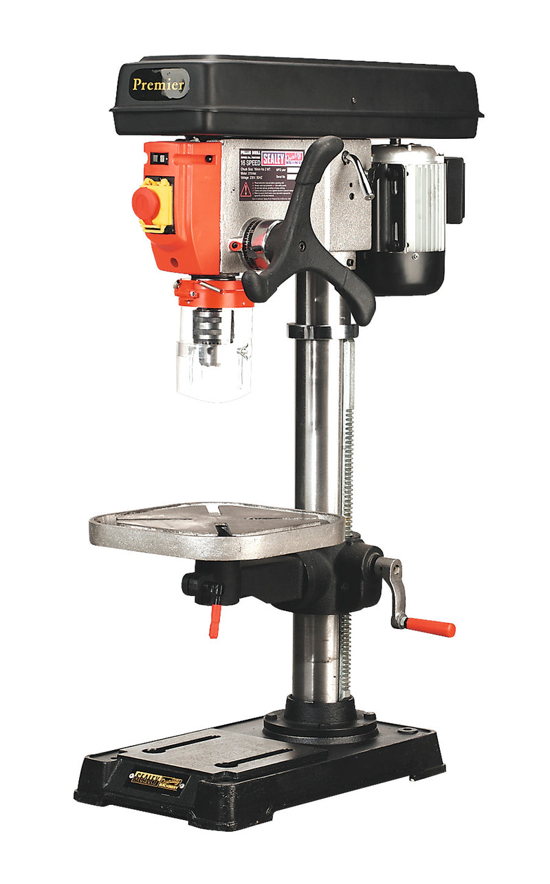 Sealey Premier Bench Mounting Pillar Drill 16-Speed 370W 230V PDM155B