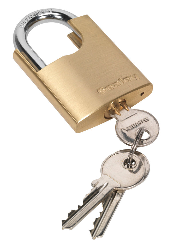 Sealey Brass Body Padlock Shrouded Shackle 50mm PL105