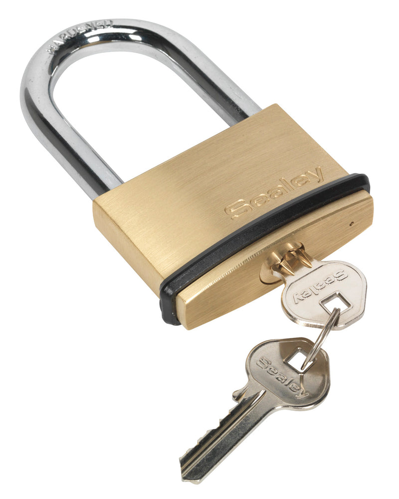 Sealey Brass Body Padlock Long Shackle 60mm PL203L