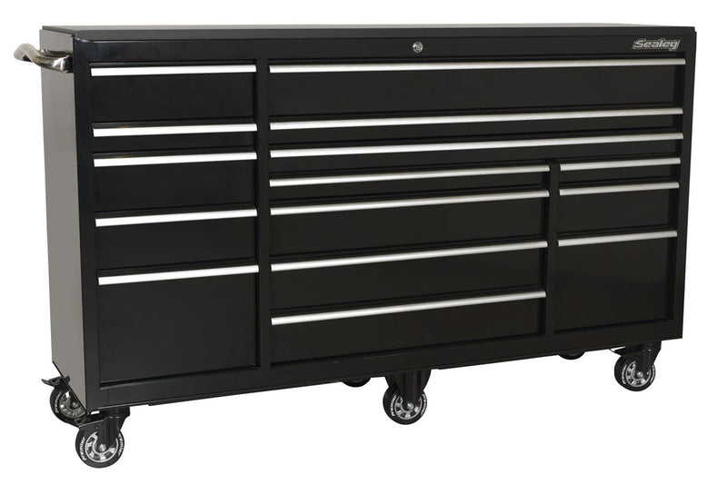 Sealey Premier&trade; Heavy-Duty Rollcab 15 Drawer Extra-Wide 1845mm - Black PTB183015