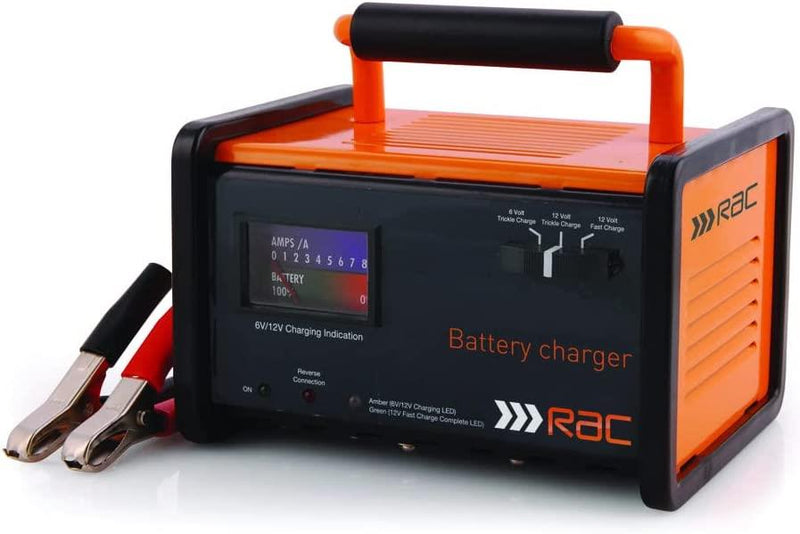 RAC Battery Charger 12A & 6A Amp Trickle Car Van Motorbike Petrol & Diesel HP026