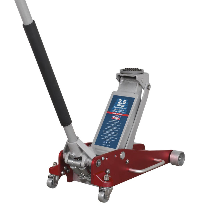 Sealey Aluminium/Steel Trolley Jack with Rocket Lift 2.5 Tonne RJAS2500