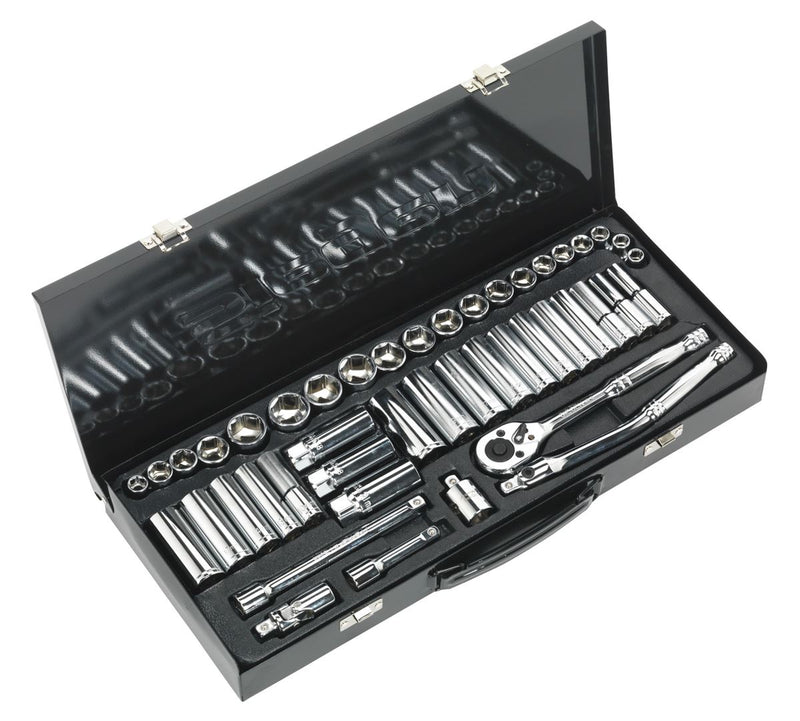 Sealey S01054 Socket Set 45pc 3/8"Sq Drive 6pt WallDrive&reg; - DuoMetric&reg;