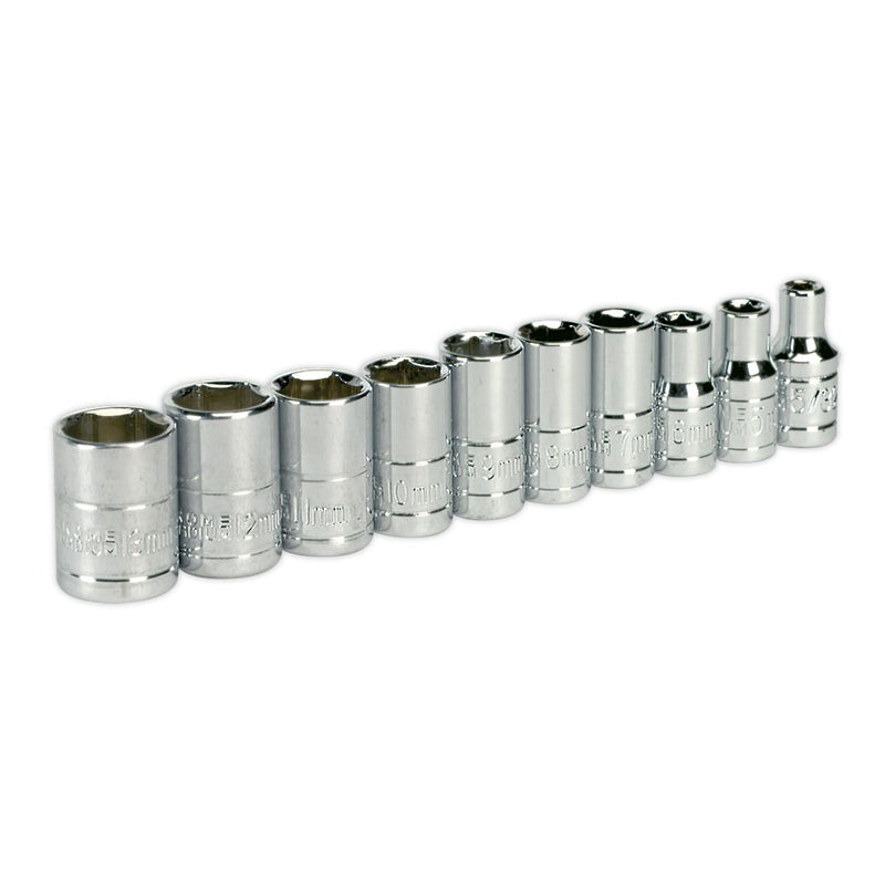 Sealey Socket Set 10pc 1/4"Sq Drive 6pt WallDrive&reg; Metric S0497