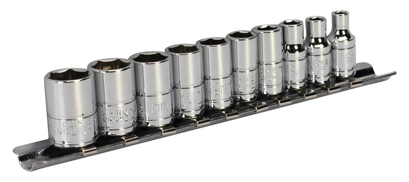 Sealey Socket Set 10pc 1/4"Sq Drive 6pt WallDrive&reg; Metric S0497