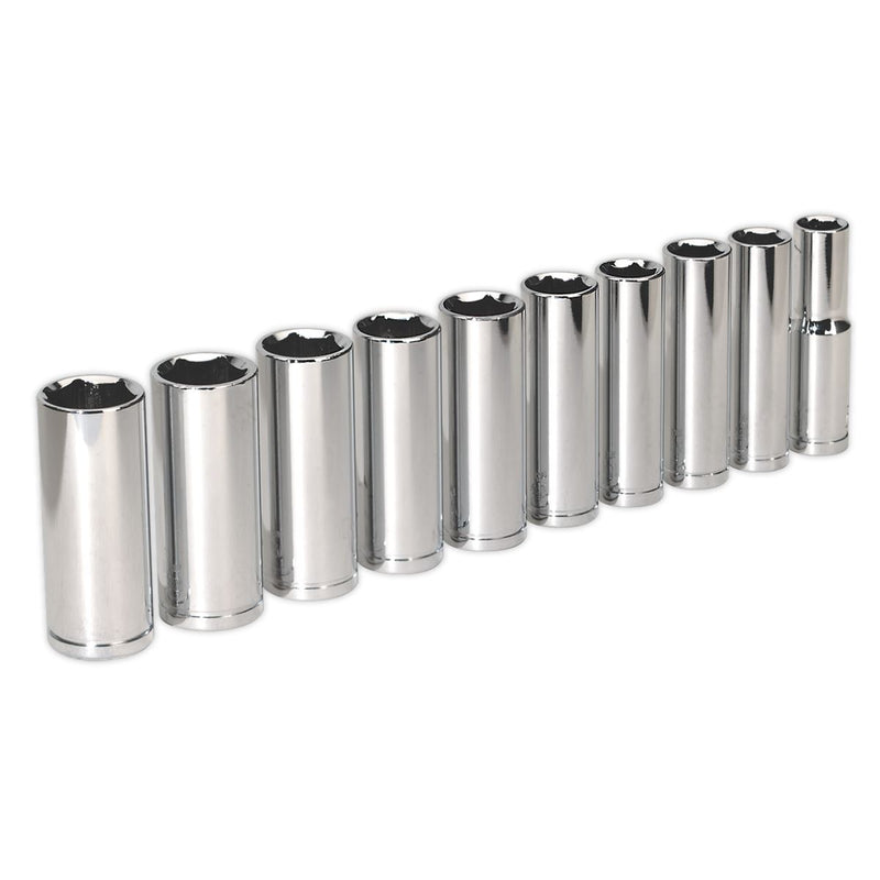 Sealey Socket Set 10pc 3/8"Sq Drive 6pt Deep WallDrive&reg; Metric S0500