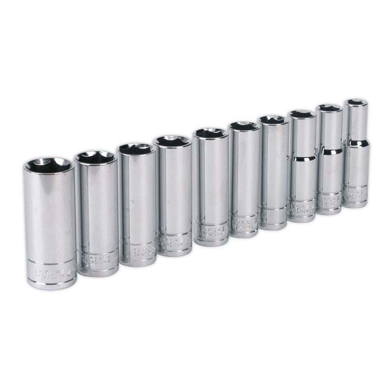 Sealey Socket Set 10pc 1/2"Sq Drive 6pt Deep WallDrive&reg; Metric S0502