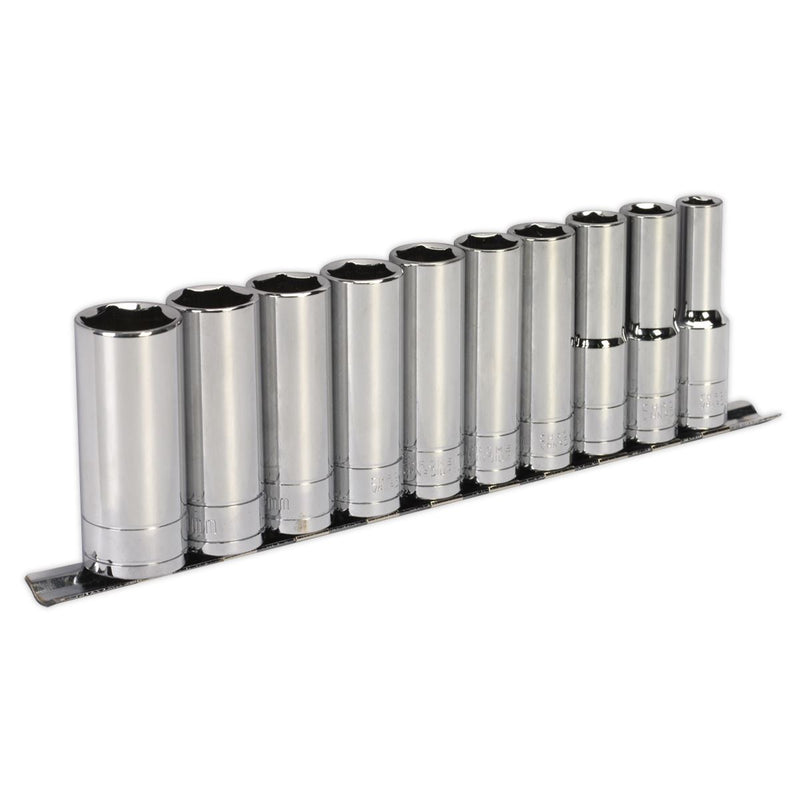 Sealey Socket Set 10pc 1/2"Sq Drive 6pt Deep WallDrive&reg; Metric S0502