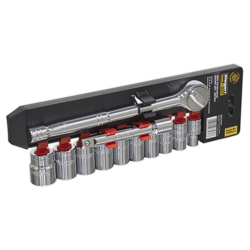 Sealey Socket Set 12pc 1/2"Sq Drive 6pt WallDrive&reg; Metric S0505