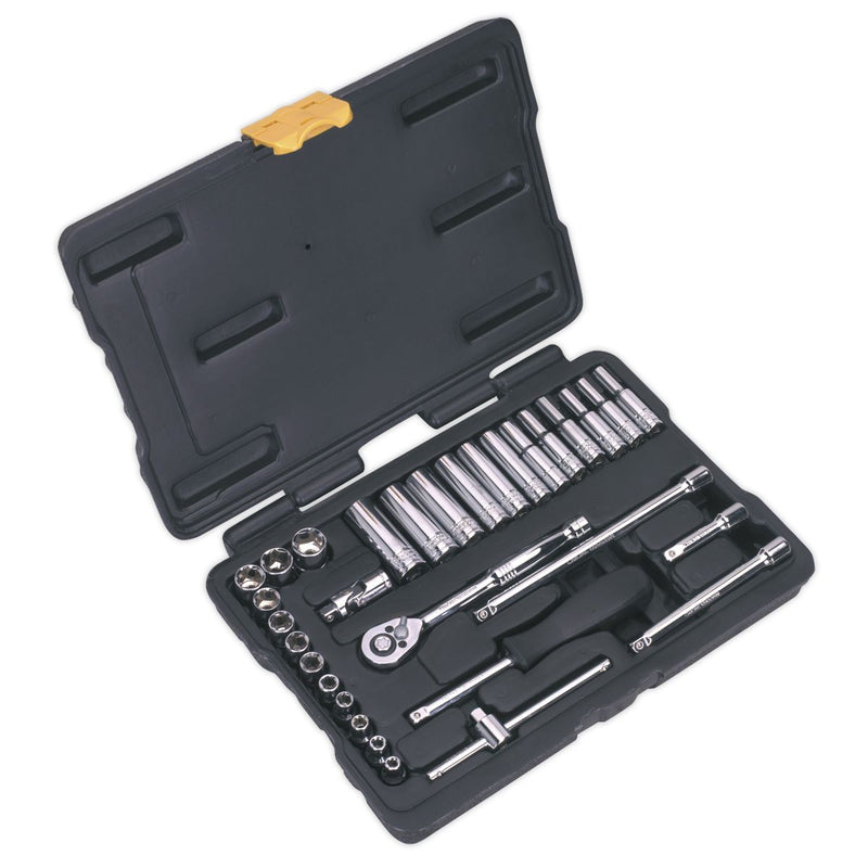 Sealey S0690 Socket Set 31pc 1/4"Sq Drive 6pt WallDrive&reg; Metric