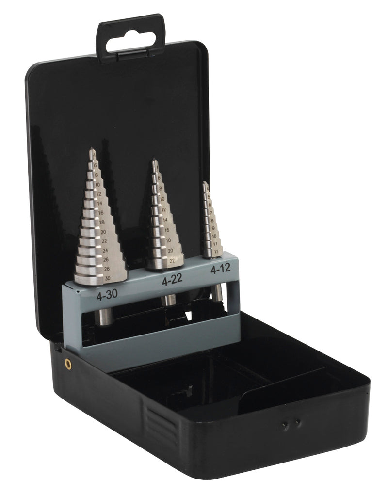 Sealey S0846 Step Drill Bit Set 3pc Metric DIN 338