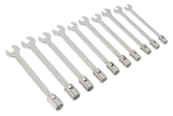 Sealey S0859 Flexi-Head Socket/Open End Spanner Set 10pc Metric