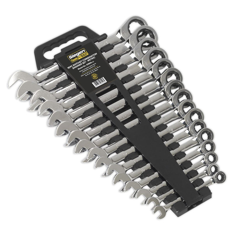 Sealey Combination Ratchet Spanner Set 16pc Metric S0869