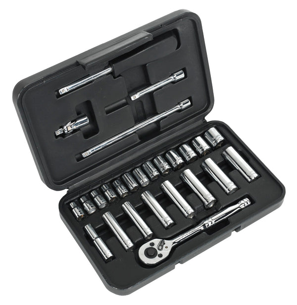 Sealey Socket Set 26pc 1/4"Sq Drive 6pt WallDrive&reg; Metric S0910