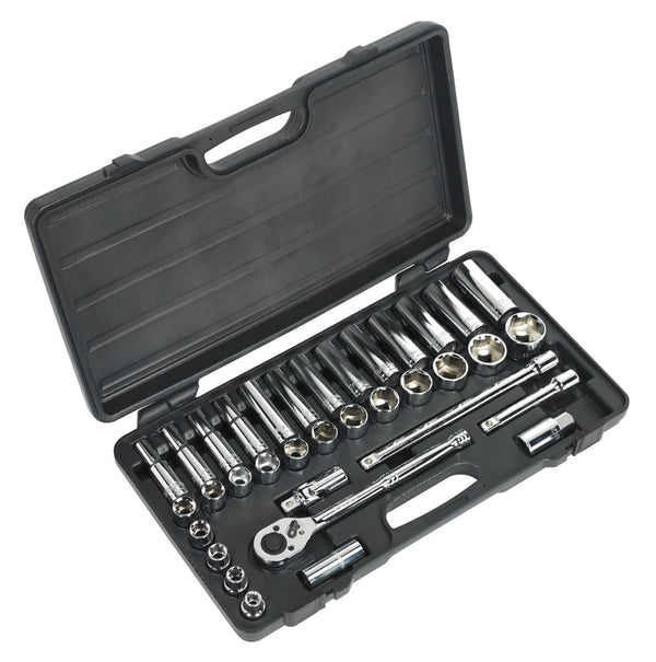 Sealey Socket Set 35pc 1/2"Sq Drive 6pt WallDrive&reg; Metric S0914