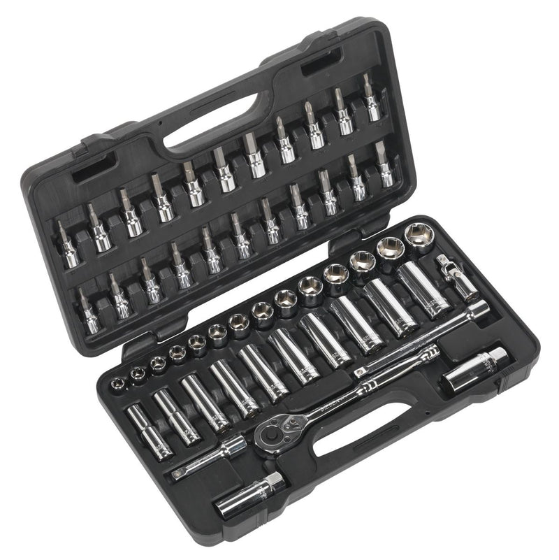 Sealey Socket Set 52pc 3/8"Sq Drive 6pt WallDrive&reg; Metric S0918