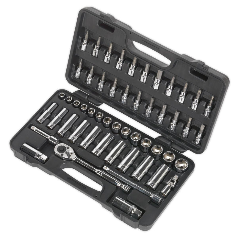 Sealey Socket Set 52pc 3/8"Sq Drive 6pt WallDrive&reg; Metric S0918